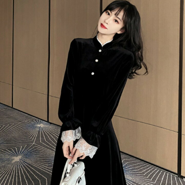 楽天市場 ベルベッドワンピース 高見えワンピ メーテル風 大き目サイズ 体型カバーワンピ 着やせセットアップ 大人ワンピ 大人ファッション 大人コーデ 大人カジュアル 大人韓国コーデ アラサーファッション アラサーコーデ ママコーデ アラフォーコーデ シンプル 大人