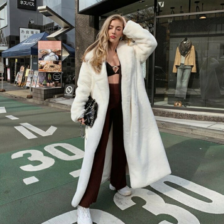楽天市場】ルーズファーコート ラビットファーコート 大人ガウンコート  