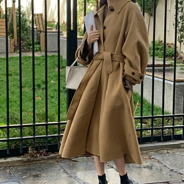 楽天市場】キャメルウールコートワンピース 秋冬コート 大人コート  