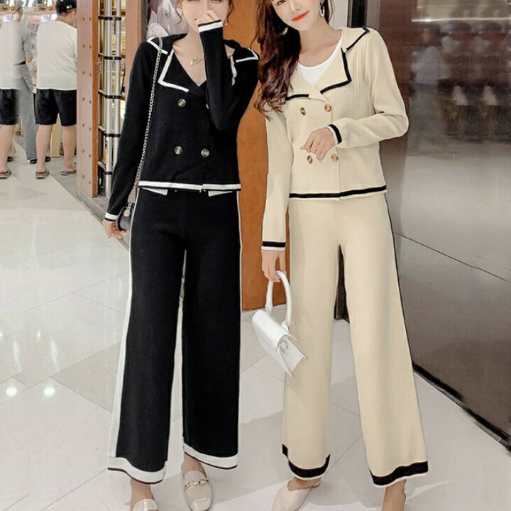 楽天市場】ニット セットアップ バイカラー ニットジャケット ニット  