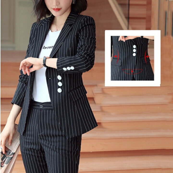 楽天市場】ストライプ 柄 細見え スタイルアップ 2点set 上下セット  