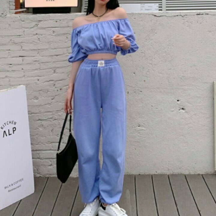 楽天市場】【セット販売】ワンショルダートップス＋ワイドレッグパンツ 