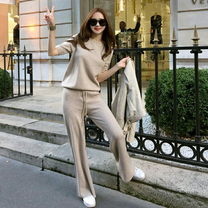 楽天市場】セットアップ ニットカジュアル セットアップ パンツ パンツ  