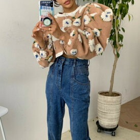 パフスリーブセーター 立体ニット 秋冬ニット 大人ファッション 大人カジュアル 大人コーデ アラサーコーデ アラフォーコーデ アラフィフコーデ ワンマイルファッション ワンマイルコーデ 韓国コーデ ins ママコーデ