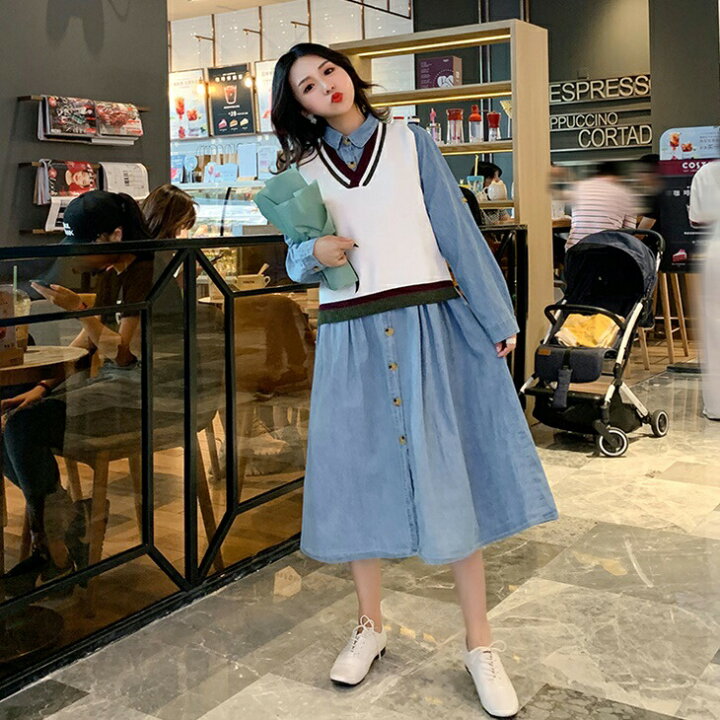 楽天市場】【ベスト単体販売】 ベスト 春秋 ニットベストワンピース 