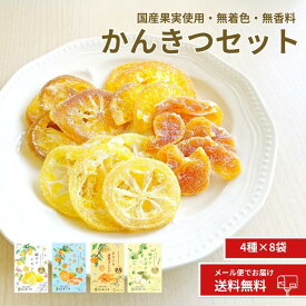 【かんきつドライフルーツセット 4種×各2袋】国産 ドライフルーツ レモン みかん 清見 オレンジ かぼす 輪切り 皮まで美味しく 半生 ドライフルーツ 南信州菓子工房 ギフト 個包装 送料無料 メール便 れもん 詰合せ アソート
