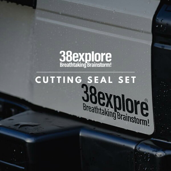 【38explore公式】 CUTTING SEAL 2枚SET ロゴ ステッカー 防水 車 キャンプ ギア 高耐久 カッティングステッカー 野外 屋外 長期耐候性 カスタム シール おしゃれ シンプル 高品質 アウトドア 正方形 大小 セット 38灯 ミヤビ 正規品 ギフト プレゼント ブラック ホワイト
