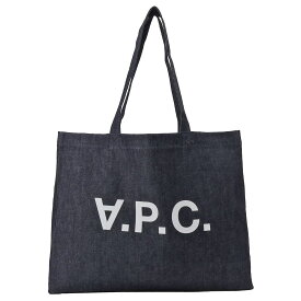 アーペーセー バッグ A.P.C. レディース メンズ ユニセックス APC ロゴプリント デニム トートバッグ ショルダーバッグ インディゴ ネイビー系 COCSX-M61446-IAI-INDIGO