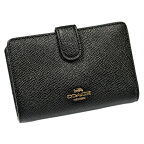 コーチ 財布 COACH 二つ折り財布 ファスナー小銭入れ レザー ブラック Medium Corner Zip Wallet 27968-LIBLK ブティックライン