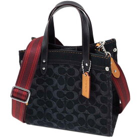 コーチ COACH トートバッグ ショルダーバッグ Field Tote 22 Signature Denim / Refined Calf Leather シグネチャーデニム カーフレザー ブラック CG091 LHDRJ