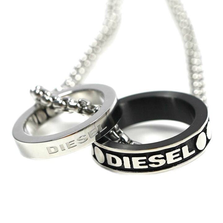 楽天市場 ディーゼル ネックレス ペンダント Diesel メンズ ダブル リング シルバー ブラック アクセサリー Dx アクセサリーギフトのtys