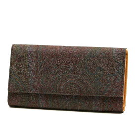 エトロ ETRO 長財布 3つ折り マットコーティングコットン カーフレザー Long Wallet Multi Cotton（Matte Coating）Calf Leather ブラウン(マルチカラー) 0H799 8010 600