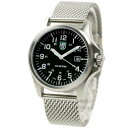 ルミノックス 腕時計 メンズ 日付カレンダー ブラック シルバー メッシュベルト LUMINOX Black / White 10ATM 43mm Stainless Steel Mesh X2.2501.M X2-2501-M