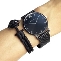 ポールヒューイット時計パーフェクトマッチセラーライン39mmブラックサンレイ&フェレプスナイロンブラック/ブラック