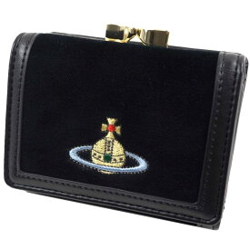 ヴィヴィアン ウエストウッド Vivienne Westwood がま口 三つ折り財布 レディース EMBROIDERED ORB SMALL FRAME WALLET Cotton velvet ヴィーガンレザー 51010018 W00BX N405 51010018-W00BX-N405