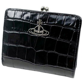 ヴィヴィアンウエストウッド 二つ折り財布 がま口 ブラック 型押しレザー Vivienne Westwood 51010020U L0039 N401 51010020U-L0039-N401