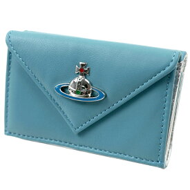 ヴィヴィアンウエストウッド 三つ折り財布 ミニ財布 レディース ナッパレザー ブルー シルバー Vivienne Westwood SMALL WALLET ENVELOPE BILLFOLD WITH NAPPA LEATHER BLUE 51150009-L001L-K407 51150009 L001L K407