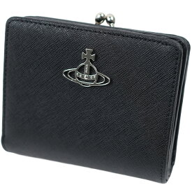 ヴィヴィアンウエストウッド Vivienne Westwood 財布 二つ折り財布 がま口 ミニ財布 レディース サフィアーノレザー ウォレット ブラック 黒 51010020 L001N N402