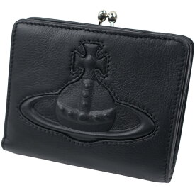 ヴィヴィアンウエストウッド Vivienne Westwood 二つ折り財布 がま口 レディース スムースレザー 本革 ブラック 51010020-L001S-N401