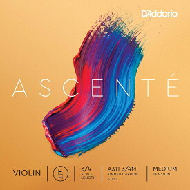 【ネコポス便・送料無料】【D'Addario （ダダリオ）】【バイオリン弦】 バラ弦 Ascente E線 A311 3/4M Medium Tension