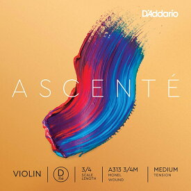 【ネコポス便・送料無料】【D'Addario （ダダリオ）】【バイオリン弦】 バラ弦 Ascente D線 A313 3/4M Medium Tension