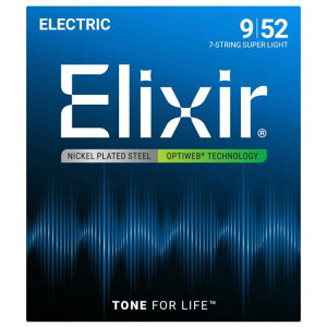 【メール便発送、代引き不可】【Elixir(エリクサー) エレキギター弦 】OPTIWEB 7弦 Super Light .009-.052 #19007