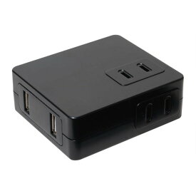 ミヨシ USB-ACアダプタ OAタップ付 AC2個口 USB2ポート ブラック MBP-AC01/BK PSE認証 送料無料