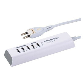 USB充電ポート付 電源タップ USB5ポート 1.5m フリープラグ ホワイト OHM 00-1260 SMP-U55D3-W OAタップ テーブルタップ 電源コード 送料無料