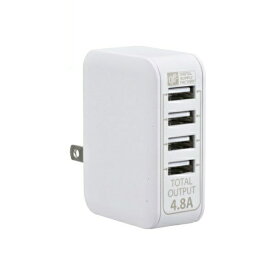 USB-ACアダプター USB電源タップ 4ポート 4.8A ホワイト OHM 01-3745 MAV-AU48-W USB AC充電器 モバイル スマホ タブレット充電器 急速充電対応 送料無料