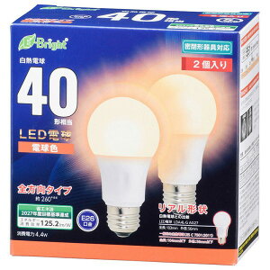 LED�d�� �d���F 2���� E26 40�`���� �S�����z��260° OHM 06-4349 LDA4L-GAG27-2P �y���������z