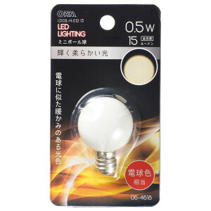�_�y�V�J�[�h�|�C���g4�{�I5/20�^ LED�~�j�{�[���� �����p 0.5W 15lm �d���F���� G30 E12 OHM 06-4618 LDG1L-H-E1213 �y���������z