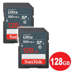 サンディスク SDXCカード 128GB 2枚入り ULTRA Class10 UHS-1 100MB/s SDSDUNR-128G-GN3IN-2P SDカード SanDisk 海外リテール メール便送料無料