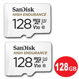 サンディスク ドライブレコーダー用 高耐久 microSDXCカード 128GB 2枚入り SDアダプタ付 Class10 UHS-1 U3 V30 SDSQQNR-128G-GN6IA-2P ドラレコ対応 microSD SanDisk 海外リテール メール便送料無料
