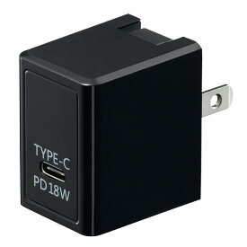 ヤザワ PD対応 USBアダプター 1ポート18W ブラック Type c USB充電器 USB-ACアダプタ VFPD18BK 送料無料
