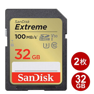 TfBXN SDHCJ[h 32GB 2Zbg EXTREME Class10 UHS-1 U3 V30 100MB/s SDSDXVT-032G-GNCIN-2P SanDisk SDJ[h COe[ y[֑z