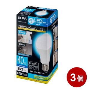 �_�y�V�J�[�h�|�C���g4�{�I3/20�^ ELPA �Z���T�[�t LED�d�� 3�Z�b�g 40W �����F LDA5D-G-G5107PIR-3P �y���������z