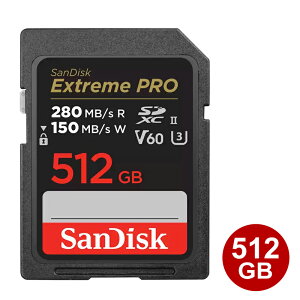 �T���f�B�X�N SDXC�J�[�h 512GB EXTREME PRO U3 V60 UHS-II 280MB/s SD�J�[�h �C�O���e�[�� SanDisk SDSDXEP-512G-GN4IN �y���������z �y�ŋ������z���z