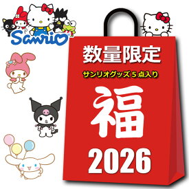サンリオ グッズ 初売り 福袋 セール 2026 キッズ レディース ラッキーバッグ 5点入り 4980円 ハローキティ クロミ マイメロディ シナモロール ポチャッコ 他 2026福袋 雑貨 キャラクター ハッピーバッグ サンリオ女子 雑貨 夏 冬 粗品 プレゼント交換 余興 イベント