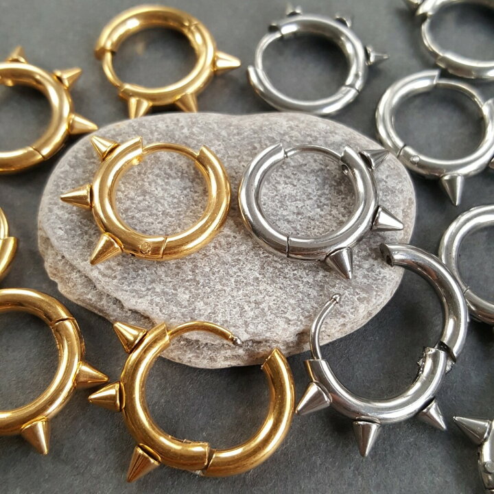 楽天市場】とげとげ フープ ピアス スパイク サージカルステンレス 