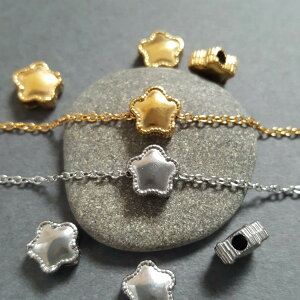 オールステンレス 小さめ ぷっくり スター 星 フラワー 花 1個 販売 チャーム ネックレス素材 ピアス素材 ブレスレット素材 ゴールド シルバー サージカルステンレス シンプル デザイン 24kgp