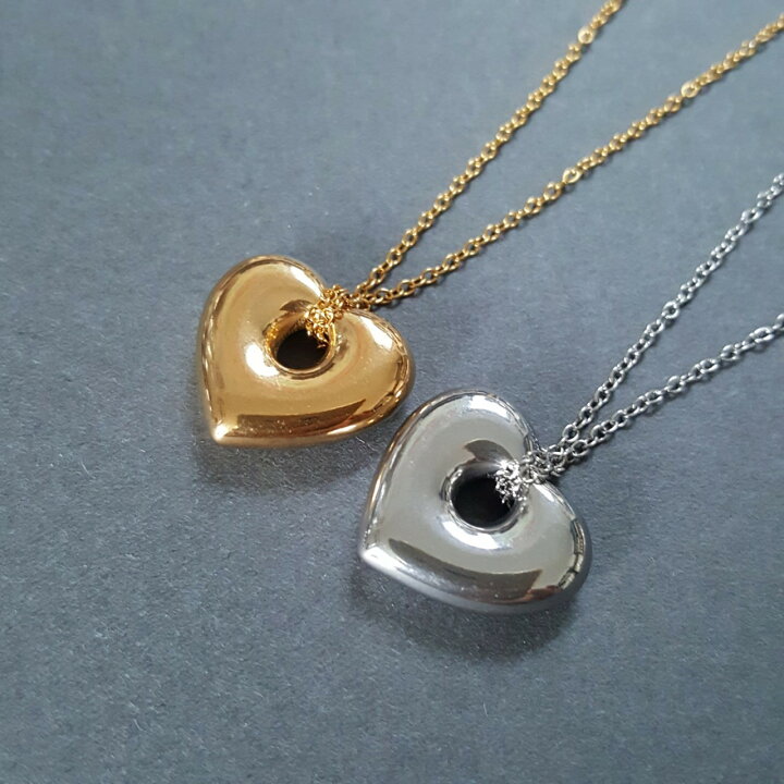 楽天市場】オールステンレス 2個 販売 ハート 中抜き ネックレス  