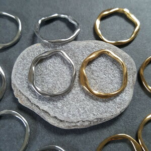 オールステンレス ウェーブ サークル 丸 パーツ 1個 販売 チャーム ネックレス ピアス素材 ゴールド シルバー サージカルステンレス シンプル デザイン 24kgpイオンメッキ 本ロジウムメッキ