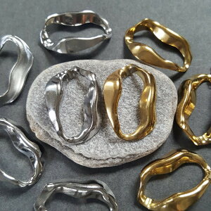 オールステンレス 変形 ドロップ オーバル パーツ 1個 販売 チャーム ネックレス ピアス素材 ゴールド シルバー サージカルステンレス シンプル デザイン 24kgpイオンメッキ 本ロジウムメッキ