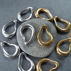 オールステンレス 変形 メルト ドロップ パーツ 1個 販売 チャーム ネックレス ピアス素材 ゴールド シルバー サージカルステンレス シンプル デザイン 24kgpイオンメッキ 本ロジウムメッキ