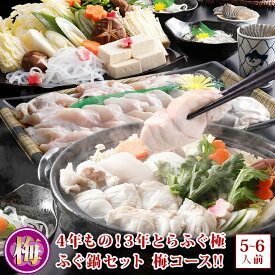 ＼楽天ランキング受賞／ 梅コース!!【4年もの！3年とらふぐ極】ふぐ鍋セット(5−6人前) ふぐ鍋 お取り寄せグルメ お歳暮 ふぐ セット 鍋