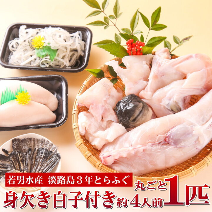楽天市場】3年とらふぐ 丸ごと1匹 身欠き白子付き (元魚1.3kg:大きく 
