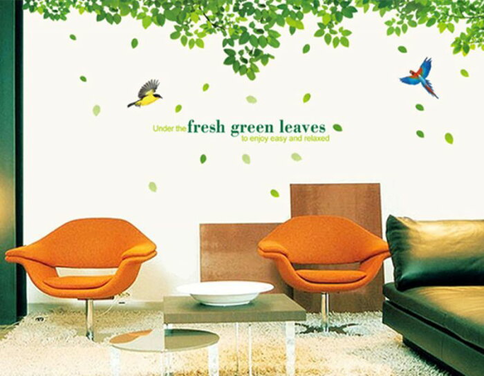【楽天市場】ウォールステッカー 木 植物 おしゃれ fresh green leaves 賃貸OK はがせる 剥がせる DIY 模様替え インテリア 木 ツリー 葉っぱ 落ち葉 緑 グリーン