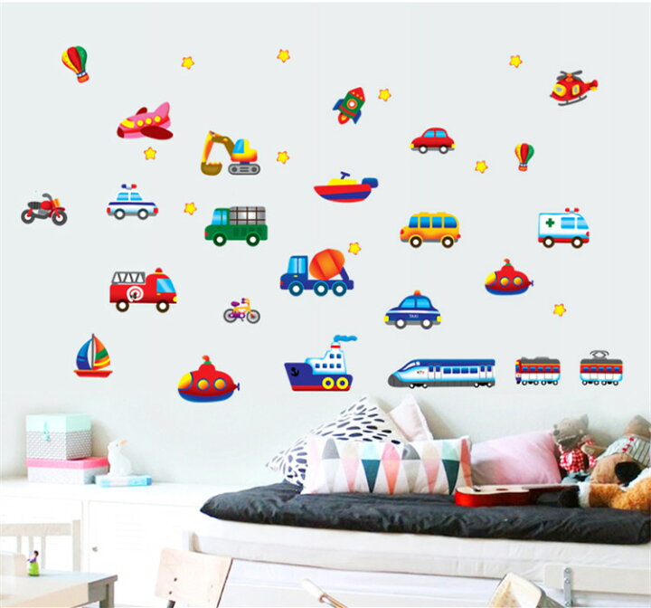 楽天市場 P５倍 ウォールステッカー かわいいのりもの 50 70cm 壁乗り物 ロケット 飛行機 ヘリコプター パトカー 電車 列車 トレイン 新幹線 トラック 消防車 ヨット 車 自動車 カー オートバイ バイク 自転車 気球 船 送料無料 本革バッグとビジネスリュック3qee