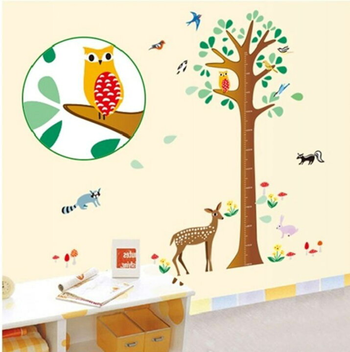 楽天市場 ウォールステッカー 動物の身長測定 壁紙 シール 賃貸ok はがせる 剥がせる Diy 模様替え インテリア 木 ツリー 身長計 背比べ 栗鼠 リス りす 梟 フクロウ ふくろう シカ 鹿 小鳥 インコ バード アライグマ あらいぐま イラスト かわいい キュート Kawaii 送料