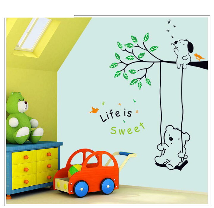 楽天市場 ウォールステッカー クマのブランコ 壁紙 シール 賃貸ok はがせる 剥がせる Diy 模様替え インテリア 熊 くま ベアー 犬 わんこ ワンちゃん クマちゃん 木 ツリー 唄 歌 ソング 小鳥 バード ドッグ 葉っぱ リーフ 送料無料 本革バッグとビジネスリュック3qee